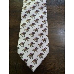 NWOT Beaux Tied Silk Pink Horse Racing Formal Classic Style Tie 126003